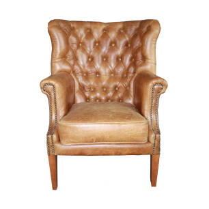 Fotel tapicerowany, tkanina, skóra naturalna, Barron EsteliaStyle